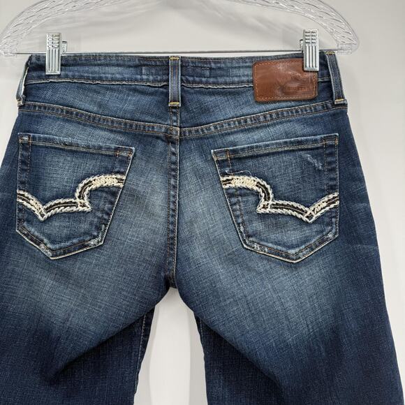 Big Star Denim Jean Shorts Womens 27 Blue Dark Wash Distressed Stretch Bermuda - Picture 4 of 12